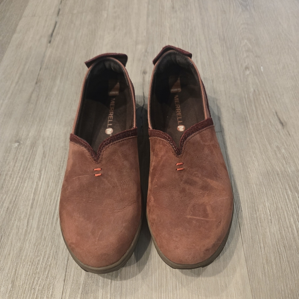 Merrell Select Grip Ashland Red Ochre Slip On Loafer Shoes Womens Size 7